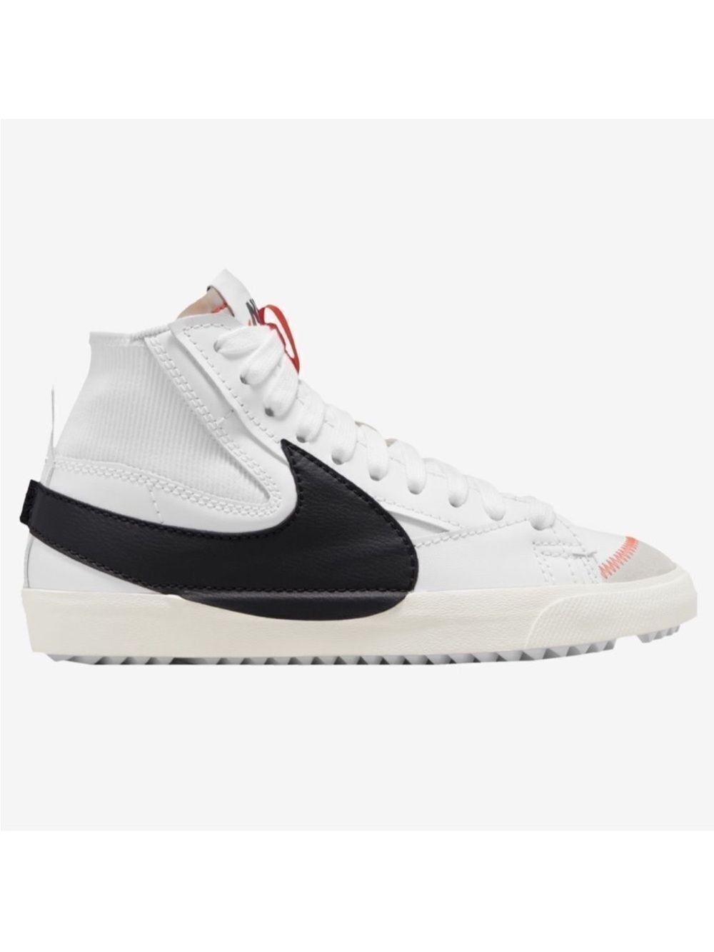NIKE 9.5 Men’s White Black Blazer Mid '77 Jumbo with Orange Thread Detail